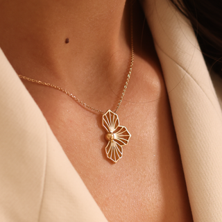 Half Flower Necklace - 18k Gold Necklace