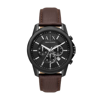 A|X-Armani Exchange Quartz Movement, 44 mm Brown Stainless Steel Case with a Leather Strap