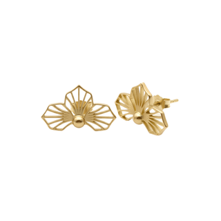 Half Flower Earrings - 18k Gold Earrings