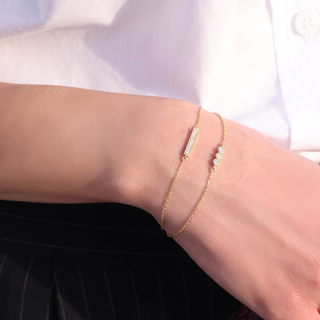 3 Stones Diamond Bracelet - 18k Gold Bracelet with Natural Diamonds
