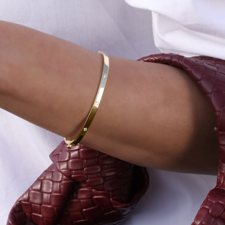 Diamond Bangle - 18k Gold Bangle with Natural Diamonds