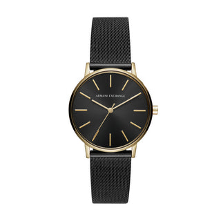 A|X Armani Exchange Three-Hand Black Stainless Steel Mesh Watch