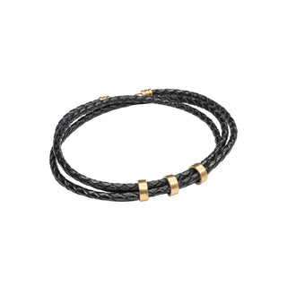 Leather 3-Row Bracelet with Customizable Circle Motifs