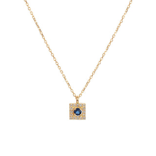 Blue Sapphire Square Necklace