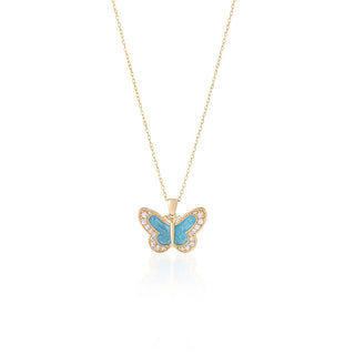 Blue Enamel Butterfly Necklace