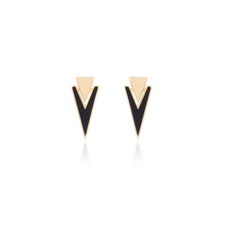 Triangle Black Earrings - Enamel