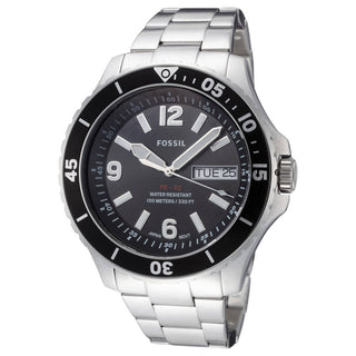 Fossil-Three-Hand Date Stainless Steel Watch