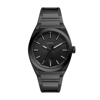 Fossil-Everett Three-Hand Date Black Stainless Steel Watch